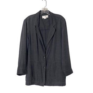 Vtg Christian Dior Womens Gray Linen Blazer Jacket Button Front & Pockets Sz 10